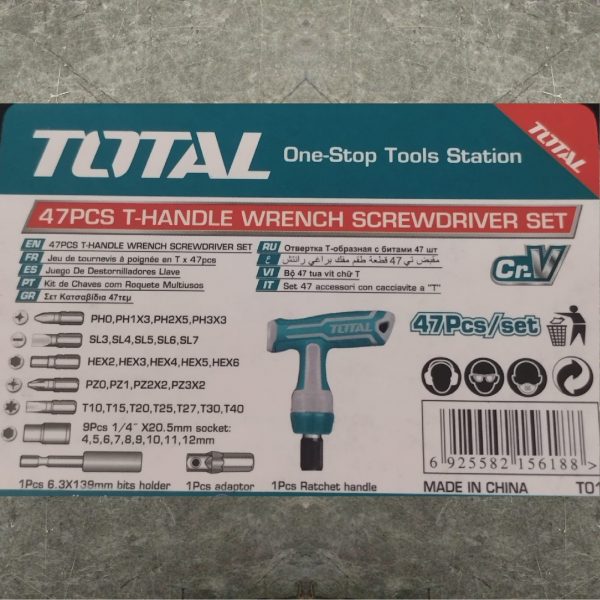 TOTAL TACSD30476 47 pcs T-handle Wrench Screwdriver Set