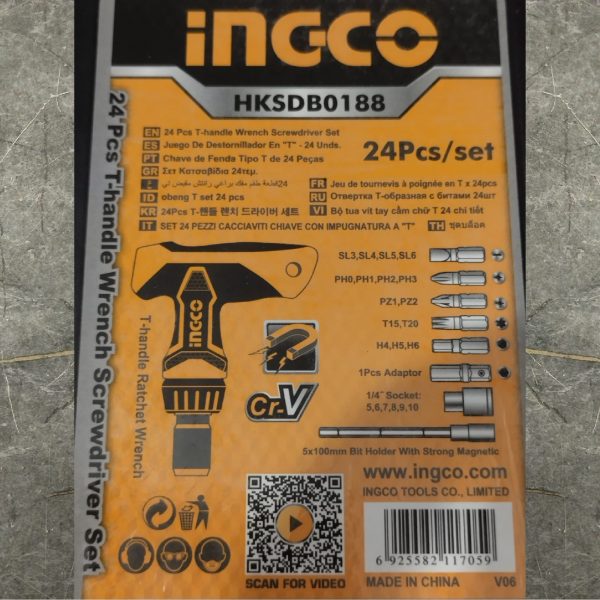 INGCO HKSDB0188 24 pcs T-handle Wrench Screwdriver Set