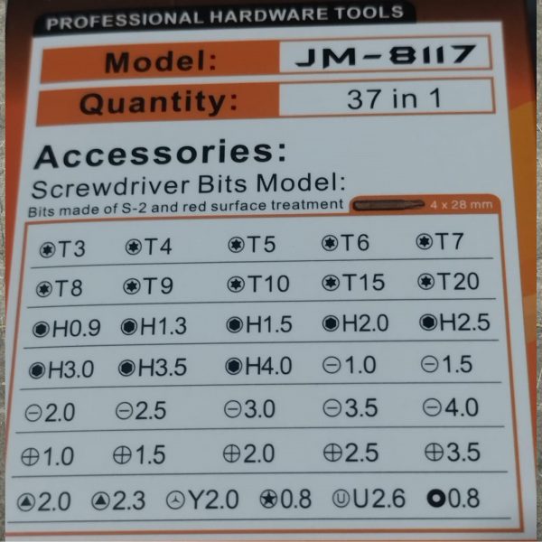 JAKEMY JM-8117 37 in 1 Interchangeable Precise Manual Tool Set