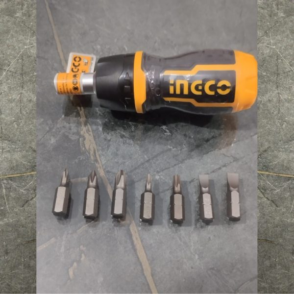 INGCO AKISDS1728 8 in 1 Stubby Ratchet Screwdriver Set