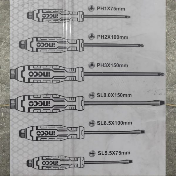 INGCO HSGTDC180601 6 pcs Go-Through Screwdriver Set