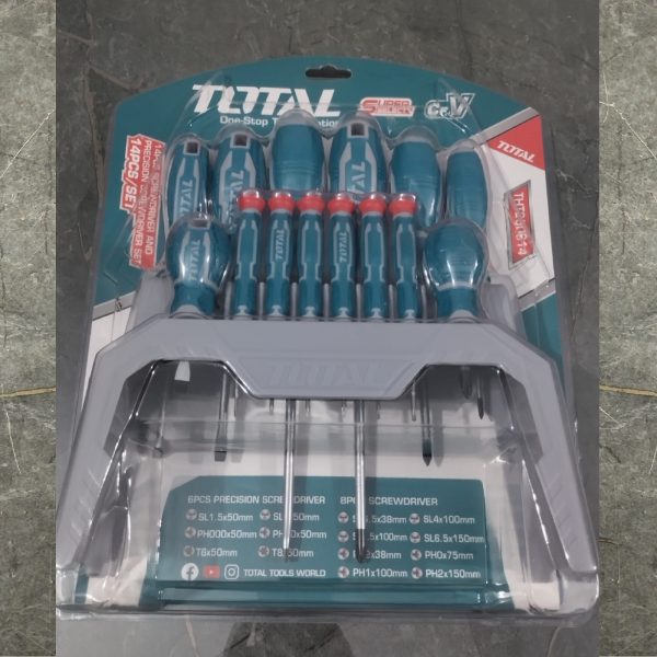 TOTAL THT250614 14 pcs Screwdriver and Precision Screwdriver Set