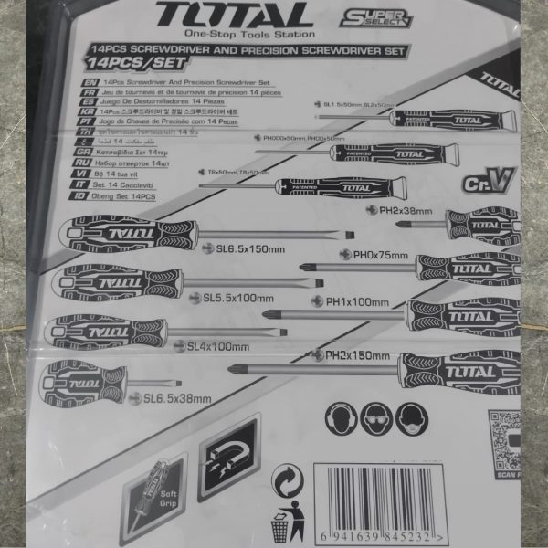 TOTAL THT250614 14 pcs Screwdriver and Precision Screwdriver Set