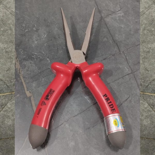 PRIDE 8" Nose Plier insulated handle grip with half chrome