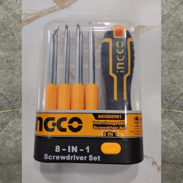 INGCO AKISD0901 8 In 1 Interchangeable Screwdriver Set