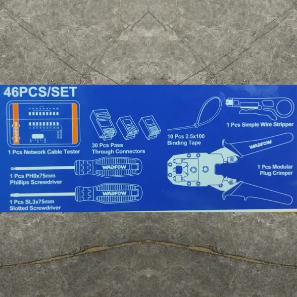 WADFOW WHS2B46 46 Pcs Modular Plug Crimper Set